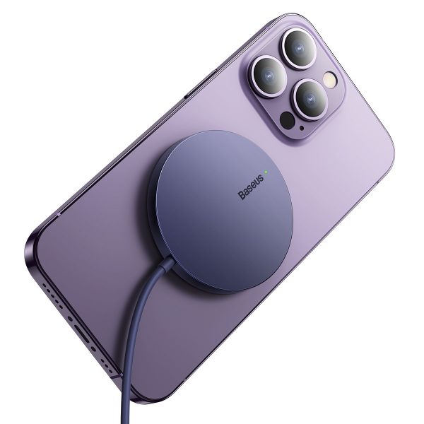 Vienkāršs mini3 magsafe qi 15w violetais magnētiskais induktīvais lādētājs