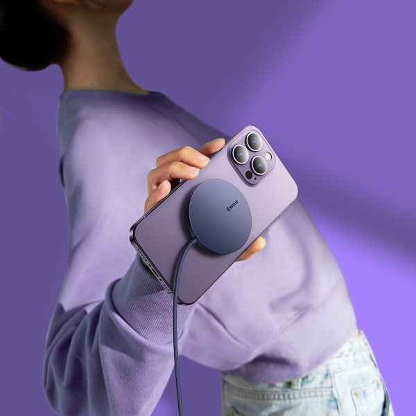 Vienkāršs mini3 magsafe qi 15w violetais magnētiskais induktīvais lādētājs
