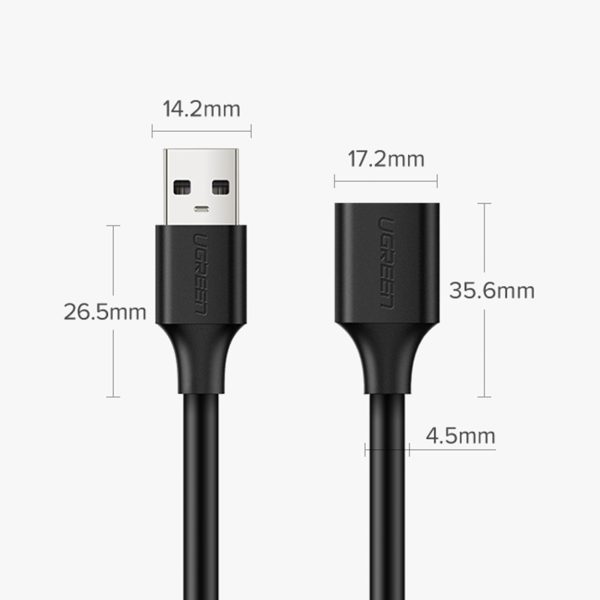 USB 2,0 480MB/s 1,5 m melna kabeļa kabeļa paplašinājuma kabelis