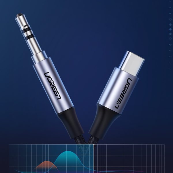 Kabeļu audio kabelis USB -C pinums - mini ligzda 3,5 mm 1m pelēks