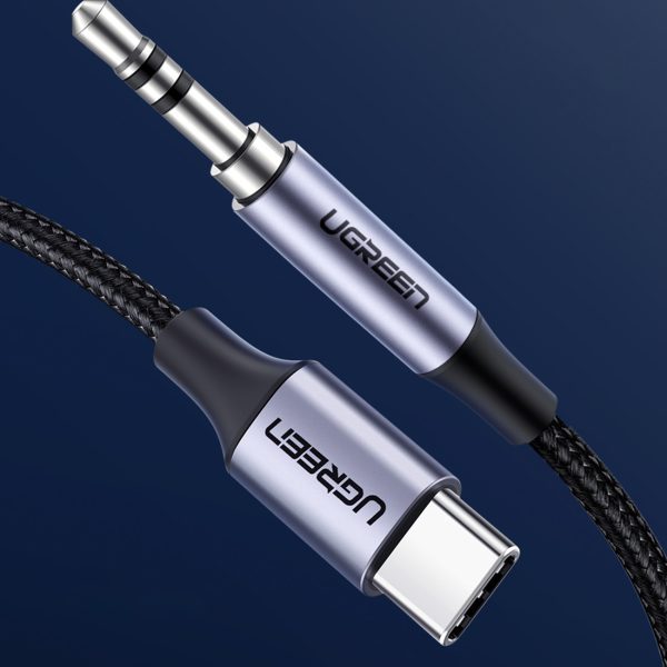Kabeļu audio kabelis USB -C pinums - mini ligzda 3,5 mm 1m pelēks