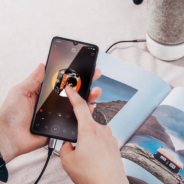 Kabeļu audio kabelis USB -C pinums - mini ligzda 3,5 mm 1m pelēks