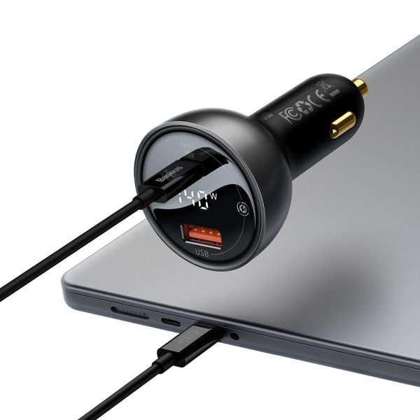 USB-C-C PD3.1 140W automašīnas lādētājs + USB-C 1M