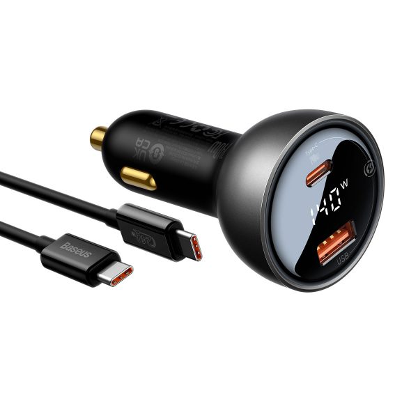 USB-C-C PD3.1 140W automašīnas lādētājs + USB-C 1M