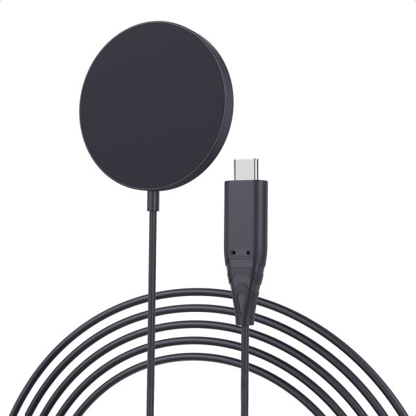 Indukcijas magnētiskais lādētājs iPhone 15w magsafe melnā krāsā