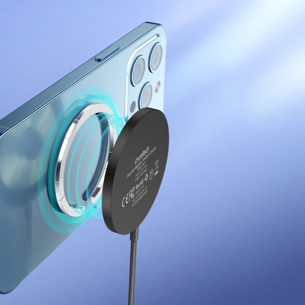 Indukcijas magnētiskais lādētājs iPhone 15w magsafe melnā krāsā