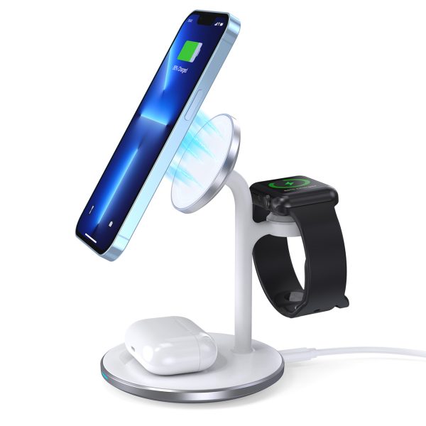 3in1 stenda indukcijas stacija iPhone AirPods Pro Apple Watch Black