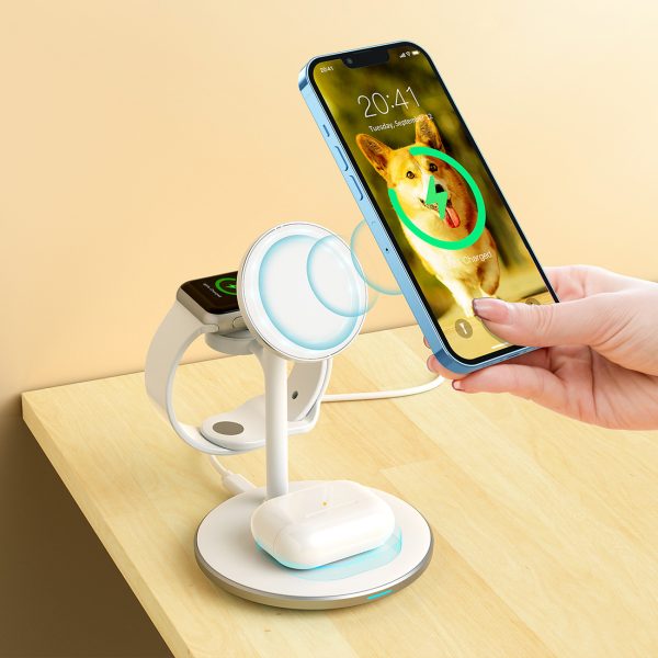 3in1 stenda indukcijas stacija iPhone AirPods Pro Apple Watch Black
