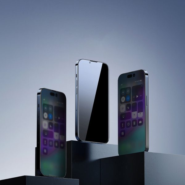 Rūdīts stikls iPhone 14 Pro visam ekrānam 0,4 mm pret spiegu komplekta filtru