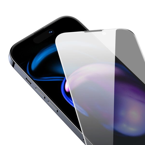 Rūdīts stikls iPhone 14 Pro visam ekrānam 0,4 mm pret spiegu komplekta filtru