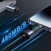 IPhone kabelis ar LED zibens - USB -C 2,4A 1,2m melns displejs
