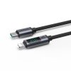 IPhone kabelis ar LED zibens - USB -C 2,4A 1,2m melns displejs