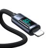 Kabelis Kabelis ar USB-C LED displeju-USB-A 66W 1,2m melns