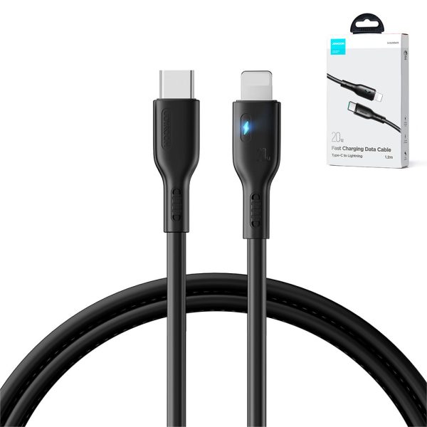 IPhone kabelis ar LED USB -C - Lightning 20W 2m melns indikators
