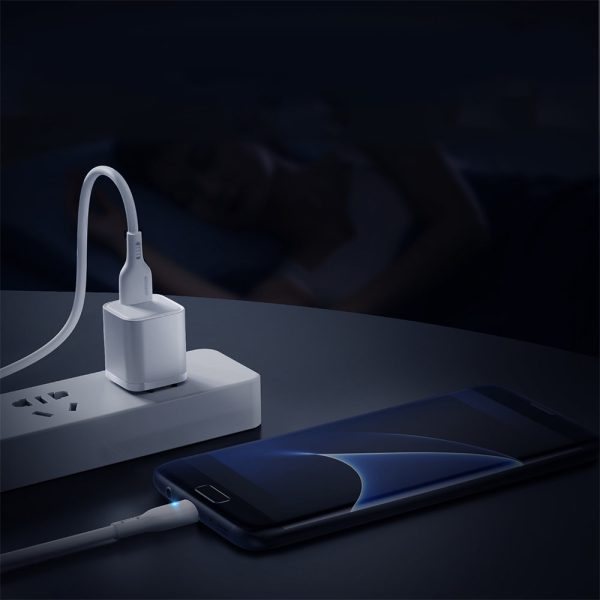 Kabeļa kabelis ar USB LED indikatoru - Micro USB 2,4A 2m balts