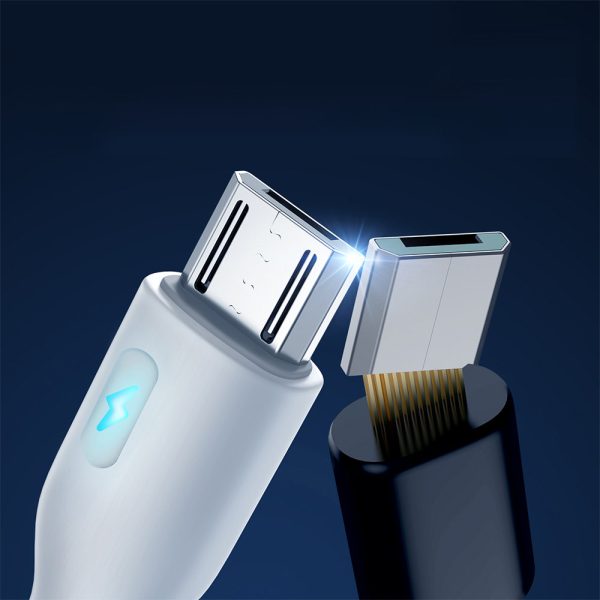Kabeļa kabelis ar USB LED indikatoru - Micro USB 2,4A 2m balts
