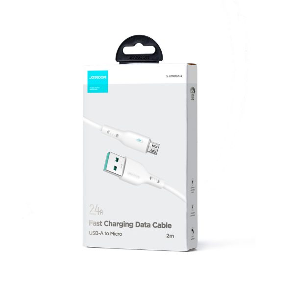 Kabeļa kabelis ar USB LED indikatoru - Micro USB 2,4A 2m balts