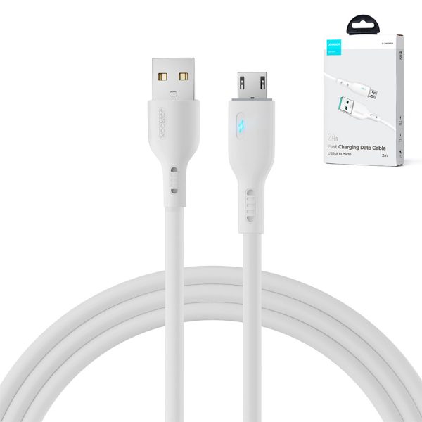 Kabeļa kabelis ar USB LED indikatoru - Micro USB 2,4A 2m balts