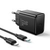 USB-C 20W PD tīkla lādētājs ar iPhone Lightning melnu kabeli