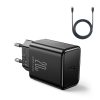 USB-C 20W PD tīkla lādētājs ar iPhone Lightning melnu kabeli