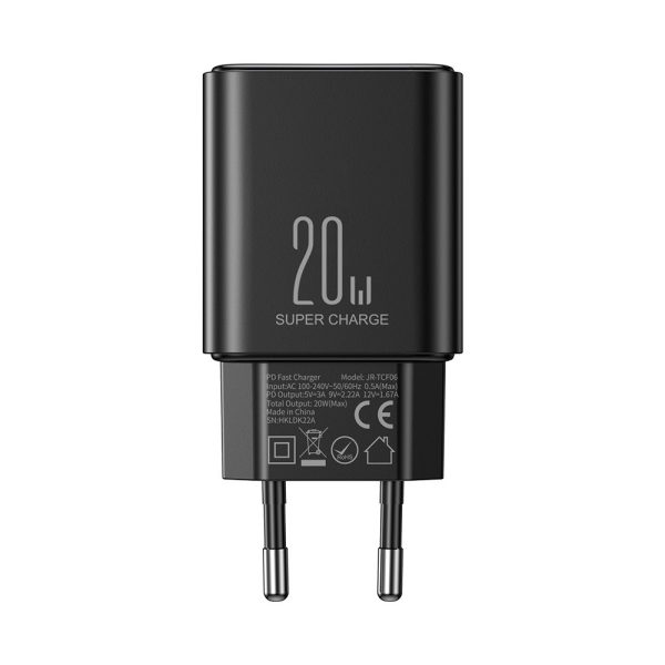 USB-C 20W PD tīkla lādētājs ar iPhone Lightning melnu kabeli