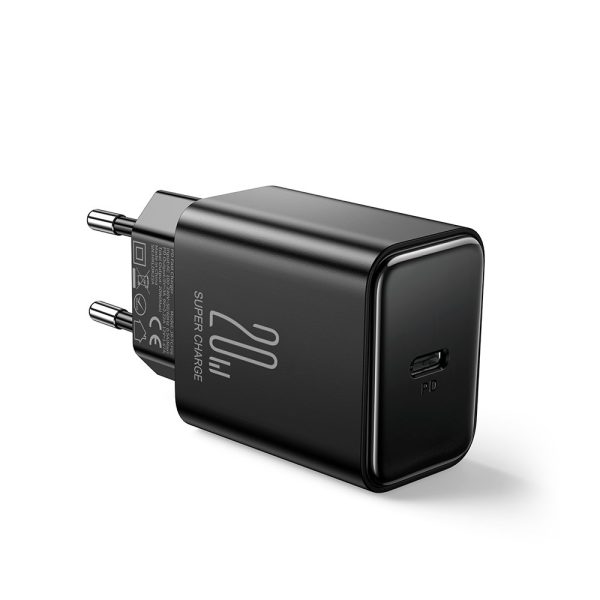 USB-C 20W PD tīkla lādētājs ar iPhone Lightning melnu kabeli