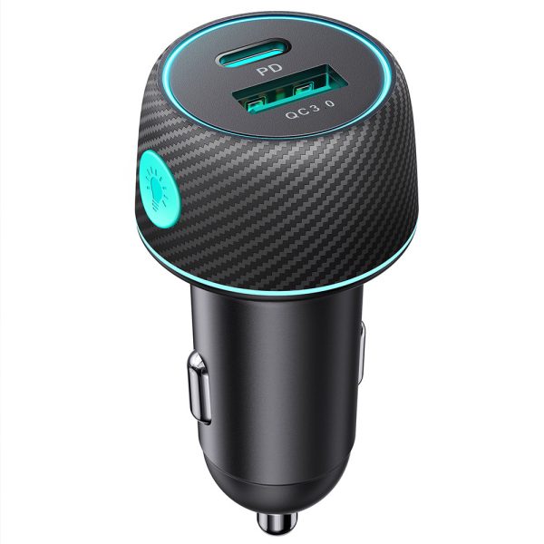 Automašīnas lādētājs 60W PD USB-C USB-A Black