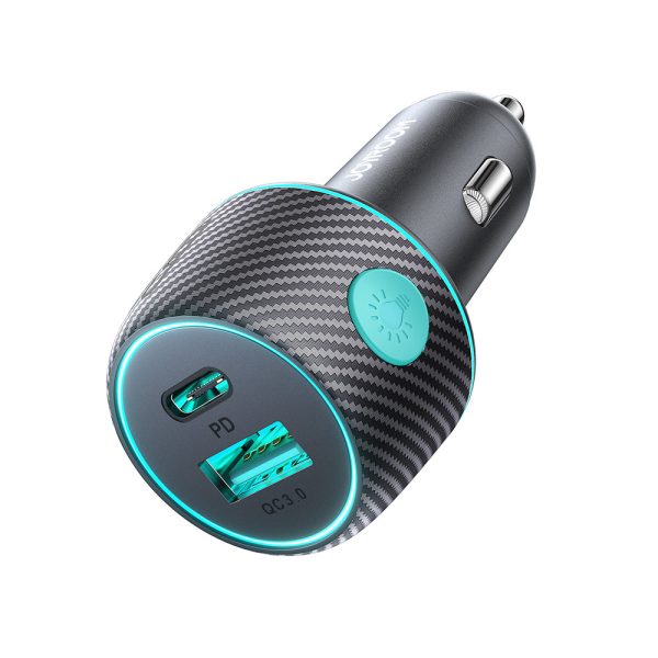 Automašīnas lādētājs 60W PD USB-C USB-A Black