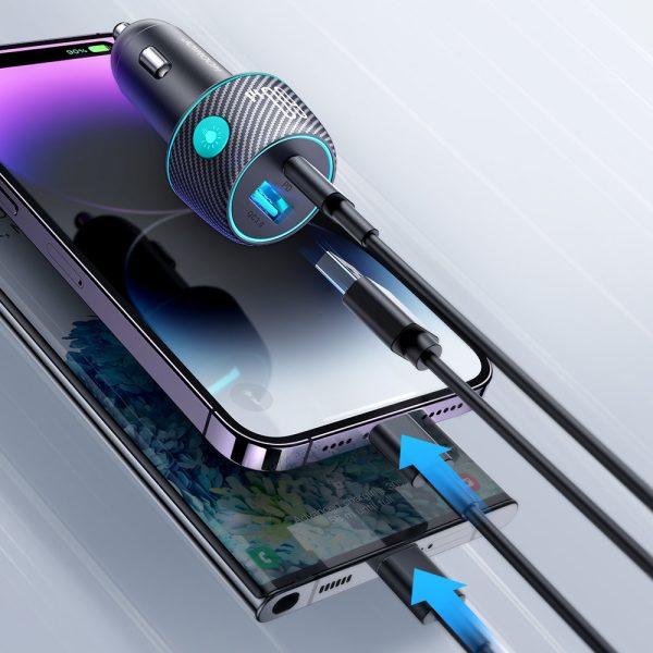 Automašīnas lādētājs 60W PD USB-C USB-A Black