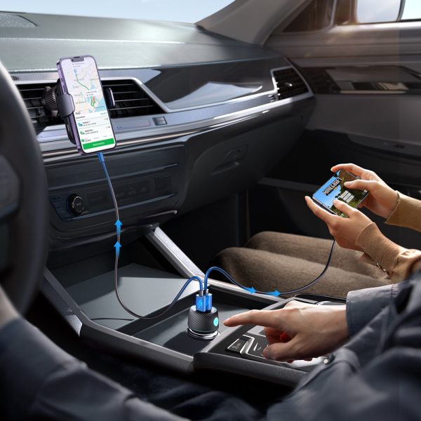 Automašīnas lādētājs 60W PD USB-C USB-A Black