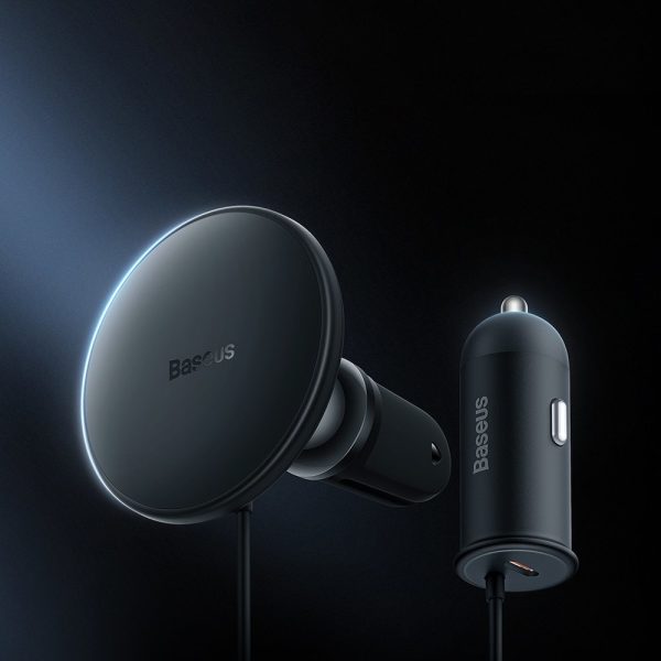 Indukcijas lādētājs automašīnai par MagSafe 15W USB 25W melnā automašīna