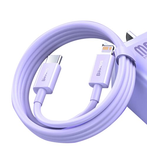 Ātra lādēšanas kabeļa iPhone USB -C - zibens PD 20W 1M PURPLE