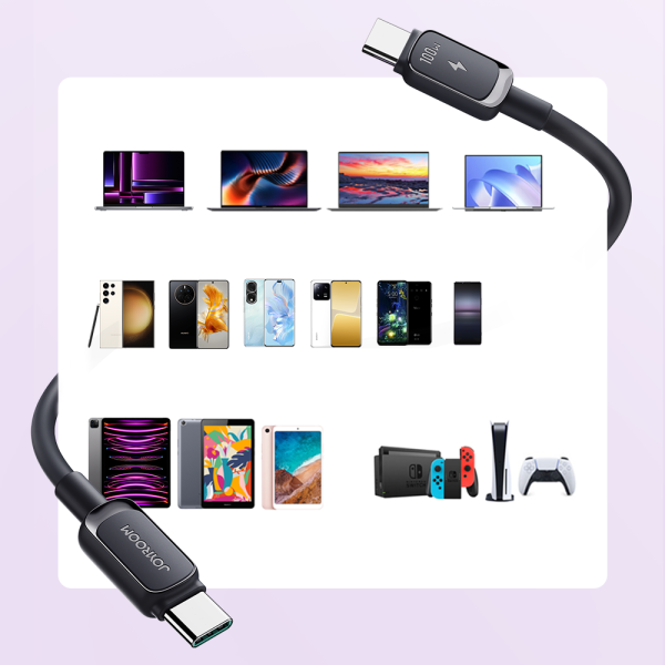 USB-C kabeļa kabelis-USB-C 100W 1,2m melns