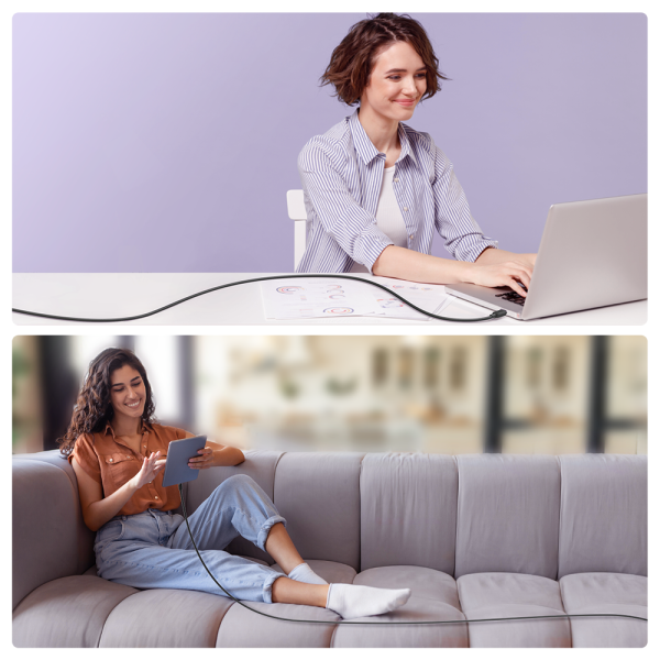 USB-C kabeļa kabelis-USB-C 100W 1,2m melns