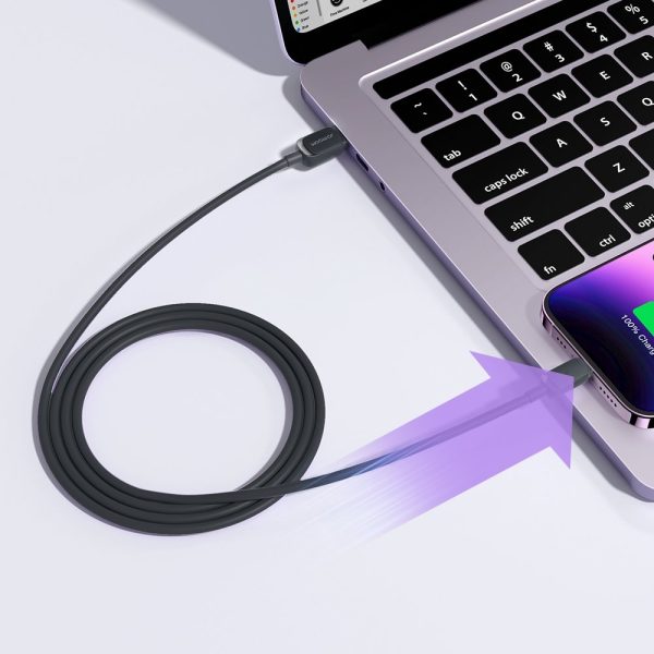 Kabelis Kabelis iPhone zibens - USB 2.4A 480Mbps 2m melns