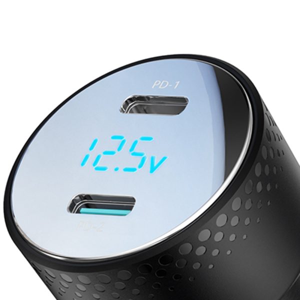 Automašīnu lādētājs ar 2x USB-C 70W LED displeju