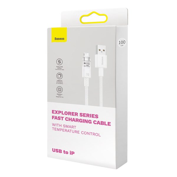 Kabeļa vads iPhone Explorer sērijā USB - Lightning 2,4A 2m balts