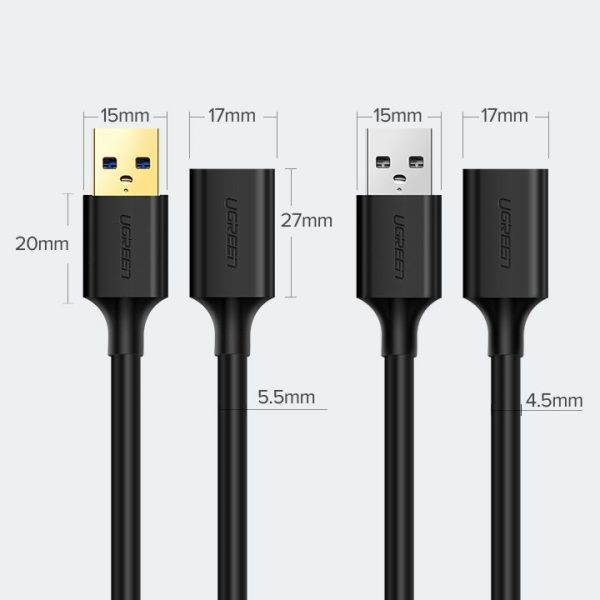 USB 3,0 1m melna kabeļa kabeļa pagarinājuma kabelis