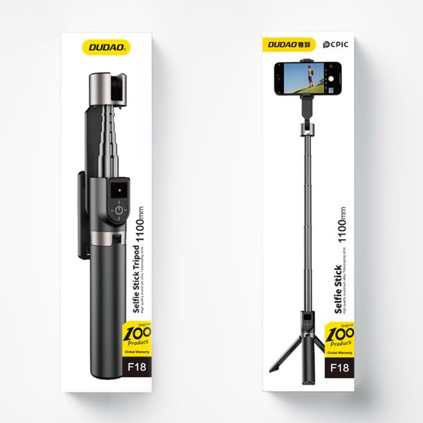 Selfie Stick teleskopiskā nūja pašbildes ar statīvu un pilotu BT F18W melnu