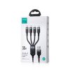 4in1 USB-A Cable-2x USB-C iphone zibens microusb 1,2m melns