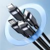 4in1 USB-A Cable-USB-C 2x iPhone zibens microUSB 1,2m melns
