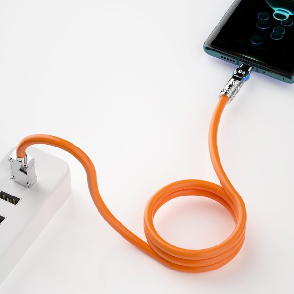 Spēcīgs leņķa kabelis iPhone USB -A - zibens 30w 1m 180 apelsīnu rotācija
