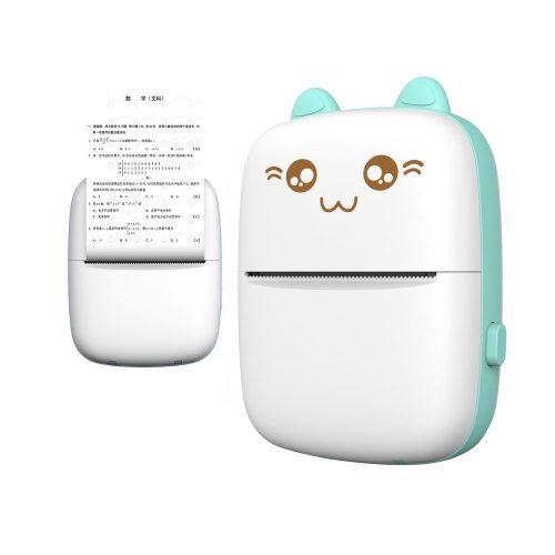 Mini Cat termiskais printeris etiķetēm Lejupielādējiet no Bluetooth Fun Print Blue Phone