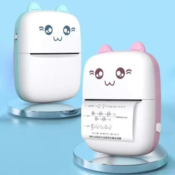 Mini Cat termiskais printeris etiķetēm Lejupielādējiet no Bluetooth Fun Print Blue Phone