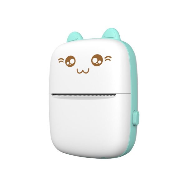Mini Cat termiskais printeris etiķetēm Lejupielādējiet no Bluetooth Fun Print Blue Phone