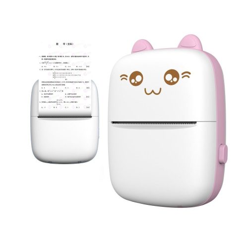 Mini Cat termiskais printeris etiķetēm Lejupielādējiet no Bluetooth Fun Print Pink Phone