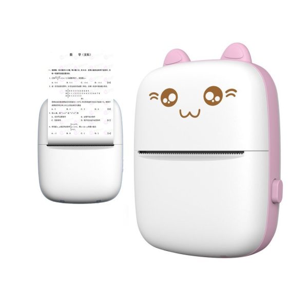 Mini Cat termiskais printeris etiķetēm Lejupielādējiet no Bluetooth Fun Print Pink Phone