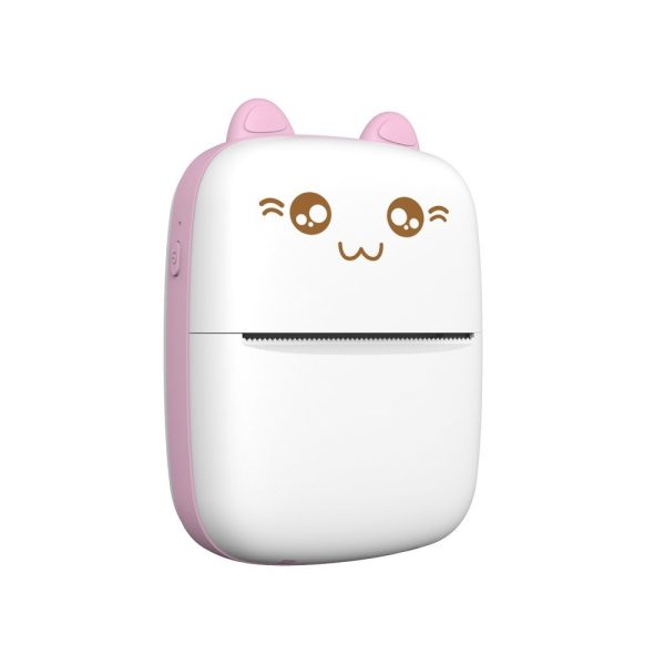 Mini Cat termiskais printeris etiķetēm Lejupielādējiet no Bluetooth Fun Print Pink Phone