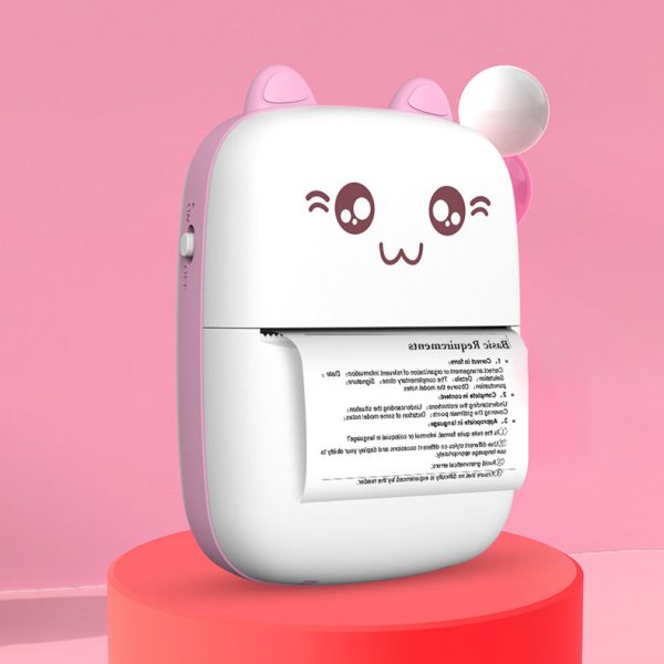 Mini Cat termiskais printeris etiķetēm Lejupielādējiet no Bluetooth Fun Print Pink Phone