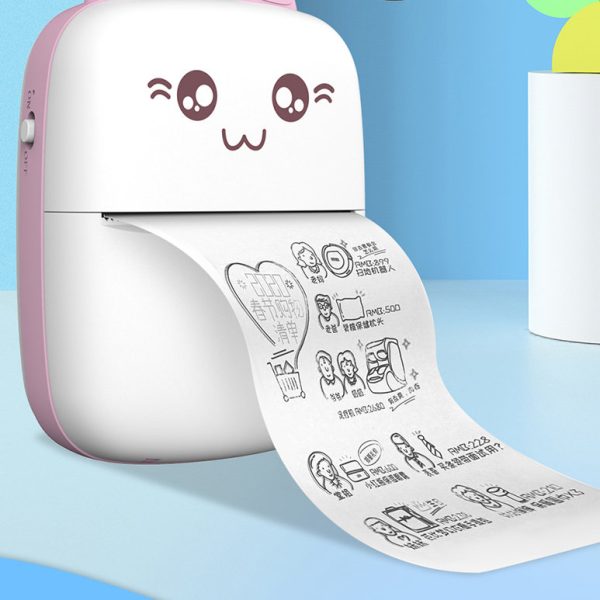 Mini Cat termiskais printeris etiķetēm Lejupielādējiet no Bluetooth Fun Print Pink Phone